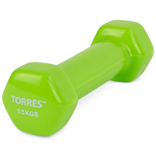 Гантель виниловая TORRES PL522201 0,5 кг (1 шт) салатовый