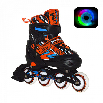 Роликовые коньки Racing Orange Led раздвижные подсветка колес  (S (30-33))
