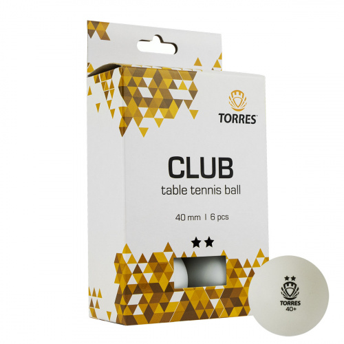 Мяч н/т Torres Club 2* TT21014, 40мм, белый